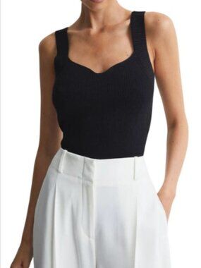 Black Ribbed Knit Tank Top - Women